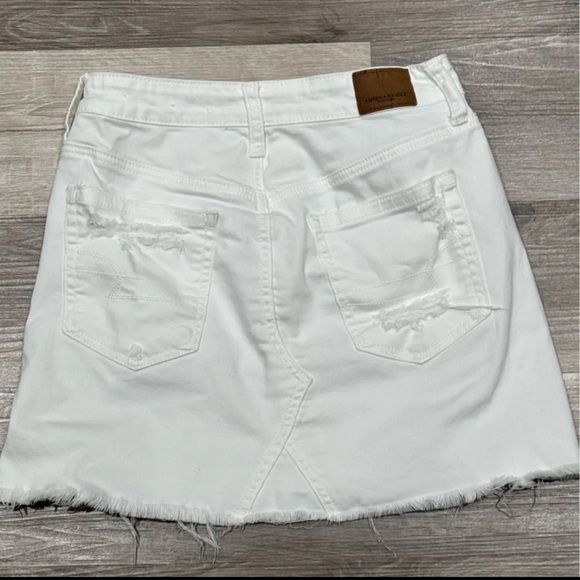 American Eagle Outfitters Jean Skirt white Denim Mini Distress - Picture 2 of 8